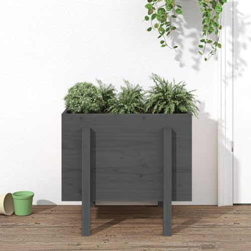 Rantry Fioriera da Giardino Grigia 62x50x57 cm Legno Massello di Pino, Fioriera Grigliato per Giardino, Fioriera da Esterno,Fioriera Balcone