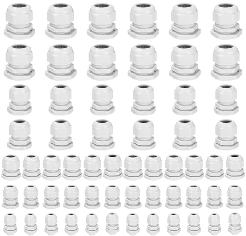 LEAZZLE 60 Stück Kabelverschraubungen, IP68 Kabeldurchführung Wasserdicht | Mit Dichtungen M12 M16 M20 M25 M32,Kunststoff Nylon Kabeldurchführunge mit Sicherungsmuttern,Outdoor Garten Schaltkasten