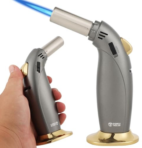 Bruciatore a butano Firepower Premium da cucina con blocco di sicurezza, regolabile, ricaricabile, versatile per applicazioni culinarie come Crème Brûlée (gas butano non incluso)