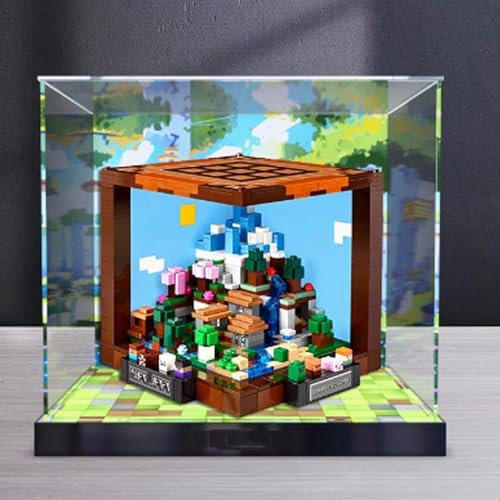 Acryl-Vitrine für Lego 21265 Werkbank-Modell, staubdichte, transparente Sammlungsvitrine (nur Displaybox) (hoher Ständer + Rückenspray)