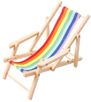 Sharplace Puppenhausmöbel Miniatur-Strandstuhl aus Holz 1/12 Rollenspiel DIY Basteln Puppenhaus Longue Liegestuhl für Mikrolandschaft