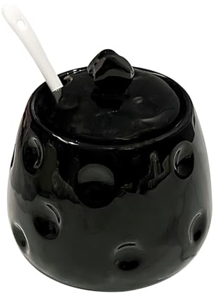 Dowbom Sucrier avec couvercle et cuillère - Pot de rangement de 230 ml - Noir
