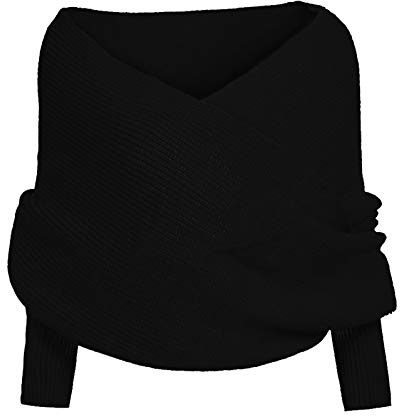 Schal mit Ärmeln, Damen Winter Warm Gestrickte Schal Stricken Dreieckschal Wickelschal Sweater Schal mit Ärmeln Elegant Herbstschal Winterschal übergroßer Weich Scarf Pullover (c-Black, One Size)