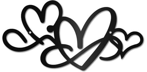 CREATCABIN Infinity Heart Metal Wall Art Love Sign Wall Decor Valentine's Day Black Heart Shaped Plaque Hanging Wall Sculptures for Bedroom Living Room Wedding Decoration Minimalist Indoor Outdoor