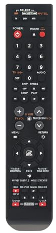 AULCMEET Remote Control,00084A New Replace Remote fit for Samsung DVD VCR Combo Recorder DVD-VR375/XAA DVDVR375/DVD DVD-VR375 DVD-VR375A