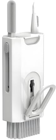 Qumox Kit de Limpieza Multifuncional 8 en 1 para Dispositivos electrónicos: Cepillo para Teclado, Limpiador de Pantallas, Limpiador de Auriculares y AirPods, diseño Compacto y portátil
