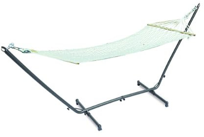 Hängematte aus Baumwollnetz 200 x 80 cm, mit Holzstäben Maligi Home MG/Kopf