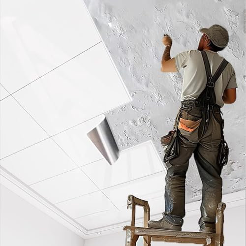 Minglez Dalle de Plafond Dalles de Plafond Décoratives Blanc Pur, Revêtements de Plafond Suspendu pour Murs Abîmés, Taches et Fissures, Paquet de 90 ou 100 Panneaux Muraux à Coller pour Salle(1pack)
