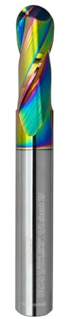 WEXWE Tools Extra Long Ball Nose Carbide End Mill, DLC Coating, CNC Cutting Tools for Aluminum and Wood Cutting, 3D Carving & Engraving. 2 Flute Router Bits，1/2 Shank (1/2-3 1pcs