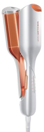 SHEGLAM Beach Babe Wave Iron for Hair 2 Barrel Crepe Iron 25mm/1inch with Smart Timer, Adjustable Temperature, Dual Voltage, Anti-Scald – Curling Rod for Beach Waves & Mermaid Hair