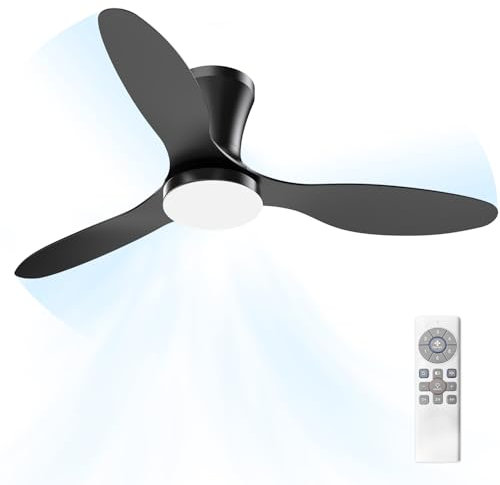 Airwit 106cm Ventilatore da Soffitto con Luce e Telecomando Silenzioso, 3CCT Dimmerabile Funzione di Memoria Ventilatori da Soffitto con Lampada a LED con 3 pale per Soggiorno Cucina Camera da Letto