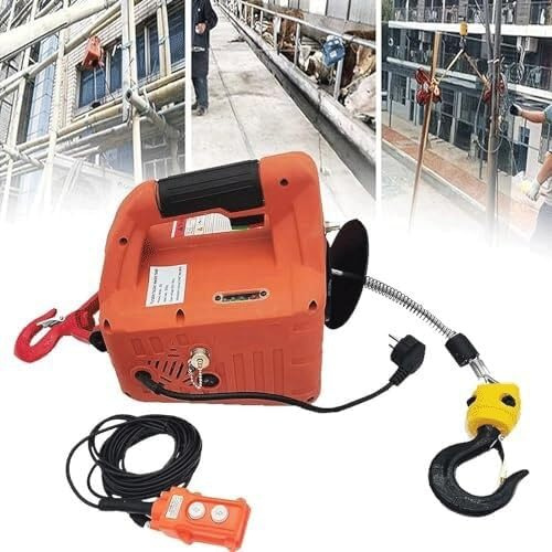 500kg Electric Hoist with Remote Control, Portable Winch for Efficient Heavy Lifting in Industrial and Construction Settings