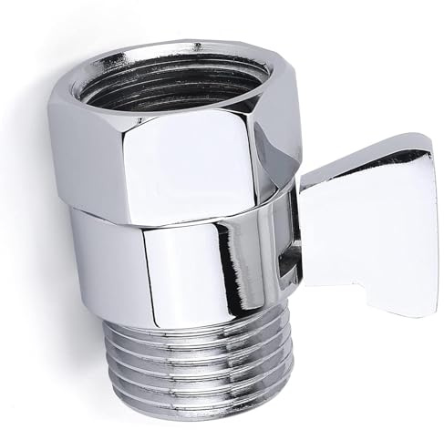 1pcs Shower Shut Off Valve Shower Head Flow Restrictor Shower Flow Control Valve Brass Shut Off Valve for Handheld Shower, Chrome