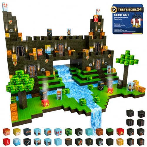 Magnetbausteine Ritterburg 150 Teile, Magnetic Building Blocks Castle | Magnetisch · Magnetische Bausteine, Magnetblöcke, Magnetsteine & Bauklötze · Geschenk ab 3 Jahren · 0,8mm doppelt so dick