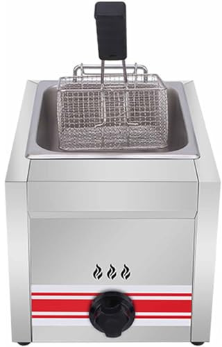Friggitrice commerciale a doppio serbatoio, friggitrice a gas in acciaio inossidabile di grande capacità con cestello, per uso domestico e ristorante