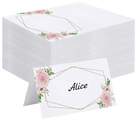 50 Pcs Wedding Name Cards,Flower Table Place Cards for Table Name Card for Table Setting,Name Place Cardss for Wedding Birthday Christmas Party Decorations