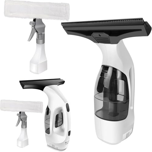 Lucn Cordless Window Vacuum Cleaner Electric Window Cleaner Tool with 3500mAh Battery, Squeegee Cordless with 300 ml Spray Bottle for Windows, Mirrors, Worktops, Tiles