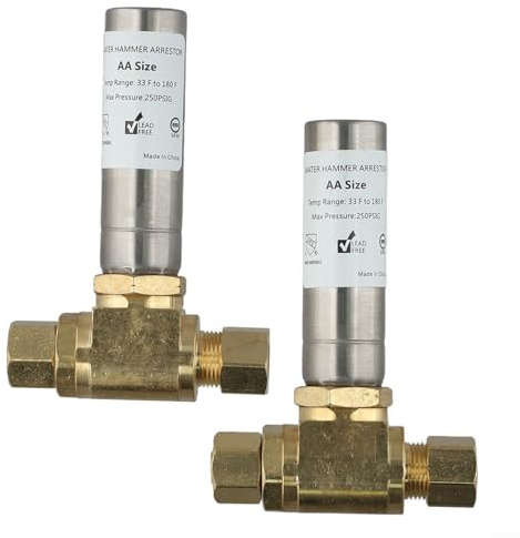 Lawnoval Noise Reducing Water Hammer Arrestor 2 Stainless Steel Units for Kitchen and Bathroom Plumbing