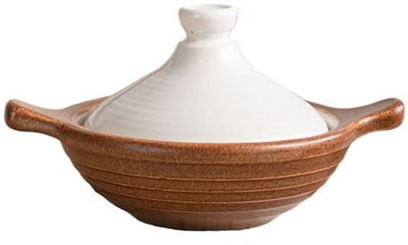 Tajine marocain avec Couvercle, Fait Main en céramique pour la Cuisson Lente de viandes, de légumes et de Plats épicés aromatiques (Blanc 500 ML)