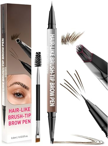 YOFDAL Lapiz Cejas Microblading 2 en 1,Lapiz de Cejas Impermeable con Punta de 4 Tenedores y Delineador,Consigue Efecto 3D Natural,Profesional Eyebrow Pencil,Cejas Maquillaje(Marrón Oscuro)
