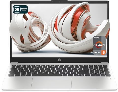 HP 255 G10 Business Laptop, AMD Ryzen 5 7530U, 32 GB DDR4 RAM, 1 TB PCIe SSD, 15.6 IPS FHD Display, AMD Radeon Graphics, QWERTZ Tastatur, Windows 11 Pro, Silber