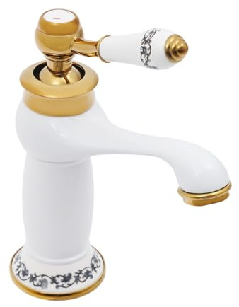 Wasserhahn Bad Antik Messing Waschtischarmatur Retro Kalt-Warmwasser Armatur mit Keramikventil 50cm Anschlussschläuche & 35mm Bohrung Einhand-Waschbeckenarmatur Badarmatur für Hotel Restaurant Zuhause