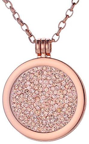 Morella Halskette Damen mit Anhänger und Coin 33 mm in Schmuckbeutel rosegold 70 cm Edelstahl
