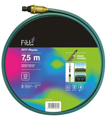FITT PLUVIO 7,5 m - Tuyau d’arrosage plat perforé à trois voies pour l'irrigation à jet et à imprégnation, pour un usage semi-professionnel