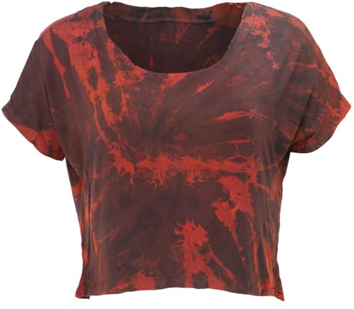 Guru-Shop, Maglietta Batik Hippie, Rosso Ruggine/nero, Sintetico, Dimensione Indumenti:40, Magliette top