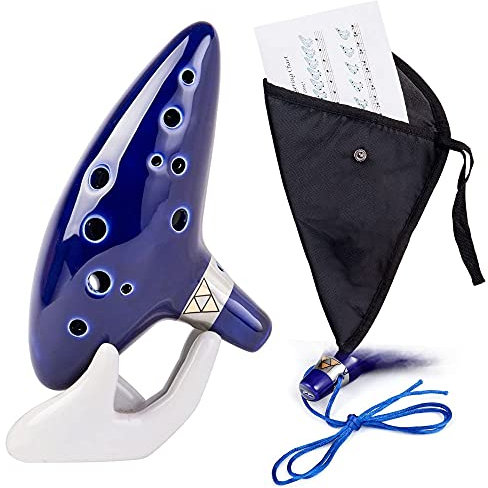 Czemo Zelda Okarina 12 loch Legende von Zelda Ocarina der Zeit, Zelda Alto C mit Schutztasche + Halterung + Umhängeband + Liedblatt-Anleitung