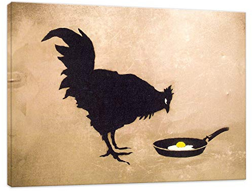 Banksy Wandbild - Chicken & Egg 40x60cm - Bilder Leinwanddrucke/Wandbilder Street Art Graffiti Kunstdruck 2cm (div.Größen) - Leinwandbild Wandbild/fertig aufgespannt/fertig zum aufhängen