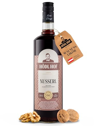 Hödl Hof Walnuss-Likör 1,0L I Hochwertiger Nusserl-Likör mit Walnüssen I Feinster Premium-Nuss-Likör mit Noten von Feigen & Bourbon-Whisky I Edle Spirituose 25% vol