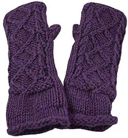 musimon Handstulpen Pulswärmer Stulpen 100% Naturwolle gefüttert (flieder lila)