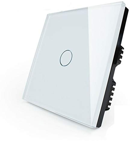 KONOQ Luxury Glass Panel Smart Touch Light Switch - ON/OFF Light Switch (1 Gang / 2 Way, White)