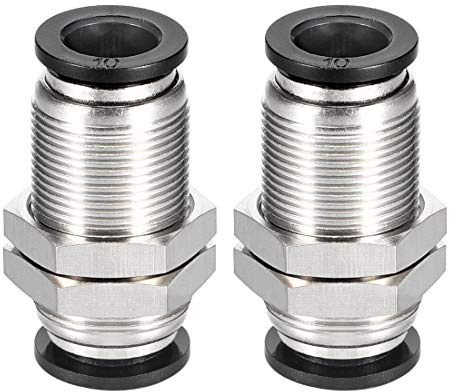 sourcing map Straight Pneumatic Push to Quick Connect Fittings Bulkhead Union 10mm Tube OD X 10mm Tube OD 2pcs