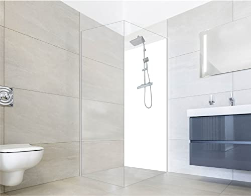 NORILIVING Duschrückwand Fliesenersatz Dusche 90x200 cm Weiß blanko | Duschwand ohne Bohren 1 teilig | Wandverkleidung Bad Aluverbundplatte 3 mm