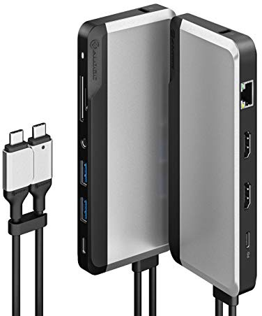 ALOGIC USB-C 10-in-1 Super Dock, Dual Display - 4K@60HZ, 2 HDMI, USB C (100W PD & Data 5G), 3,5mm Klinke, ETHERNET Port, Micro/SD Karte, 100W PD für MacBook PRO/AIR, XPS und mehr