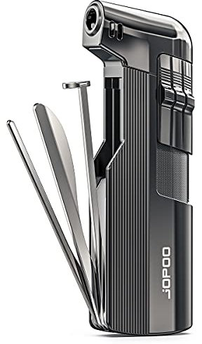 JOPOO Pfeifenfeuerzeug Gas Butan Nachfüllbar Soft Flame mit Pfeifenreiniger Werkzeugen (ohne Gas verkauft)