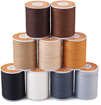 Beadthoven - Cordones de poliéster encerado de 108 yardas de 1 mm, 9 colores, cuerda de macramé para pulseras, hilo de cuentas para coser joyas trenzadas, collares, manualidades, 9 rollos
