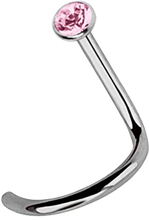 Modern Nature Piercing-Schmuck Titan Nasenpiercing, Nasenstecker mit Spirale und Stein in 2,2 mm, Stab 0,8 mm