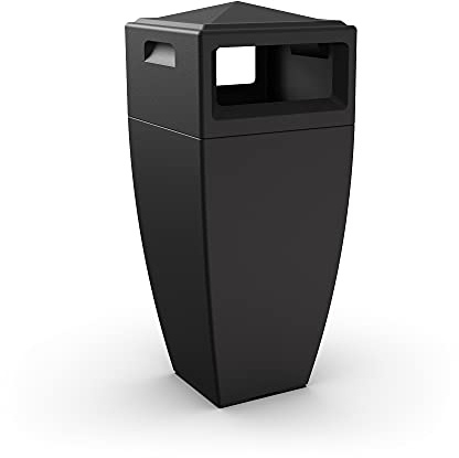 Mayne Kobi 45in Waste Bin - Black - Lightweight Removable Lid and Liner Included - Polyethylene - 24 gal Capacity (8841-B)