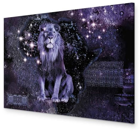 murando HandArt Bilder auf Leinwand Tier 1 tlg Leinwandbild Wandbilder Wohnzimmer Wanddekoration Moderne Kunst Löwe Abstrakt Farbflecken Galaxy g-C-10012-b-a