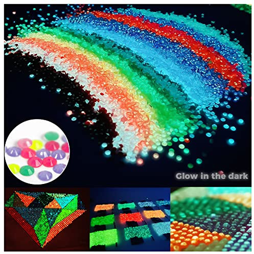Leuchtsteine Diamond Painting Zubehör Leuchtende Steine Diamond Painting Steine Für Diamond Dots Zubehör, 20 Farben, Runde Flatback-Strasssteine Zum Basteln, Diamanten Für Art Gem Art, 4000 Stück