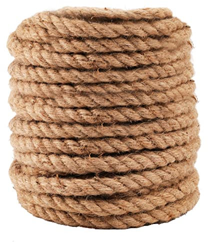 ZEONHEI 30 m x 12 mm, corda di canapa, lunghezza spessa 3 fili, spessore di iuta per fai da te, giardino, artigianato, decorazione per la casa, colore marrone