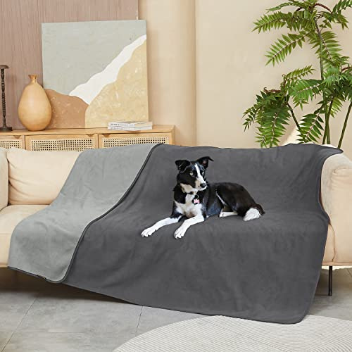 Kritter Planet Wasserdicht Decke, Waschbar Hundedecke Katzendecke Sofadecke Tagesdecke Sofaschutz Hund Kuscheldecke Wasserdicht für Sofa Bett Couch Auto, XL Decke 203 x 152 cm, Hellgrau/Dunkelgrau