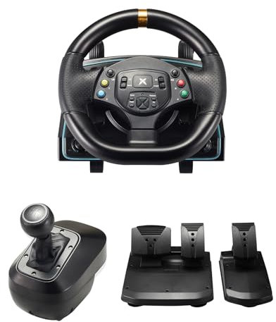 DOYO Volante da gioco, Volante da corsa a 1080° con pedali e cambio, Volante con doppio motore Force Feedback per PC, Xbox ONE, Xbox Series X, Xbox 360, PS4, PS3, PS5, Nintendo Switch, Android