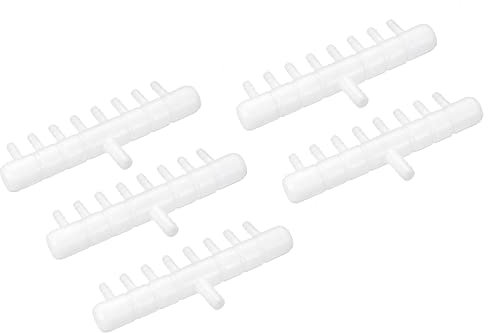 sourcing map Luftverteiler für Aquarium, 5 Wege 123mm Verteiler Regelventile Ventilverteiler Splitter Luftpumpenzubehör für Tank - Weiß