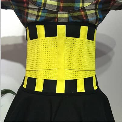 DERBUT Rückenkorrektor Arbeits Taille Rückenstützgürtel Band Lendenwirbelsäule Rückenstütze Körperhaltung Korrektor Gürtel Korsett Gesundheit und Entspannung (Color : Yellow, Size : L)
