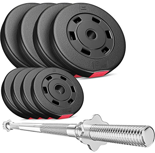 Hop-Sport Hantelset 37 kg Langhantel-Stange Hantelcheiben 4 x 5 kg; 4 x 2,5 kg