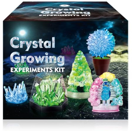UNGLINGA Kit de Cultivo de Cristales, Cultiva 5 Cristales, Kit de Ciencia & Experimentos para Niños, Juegos Educativos de Ciencias